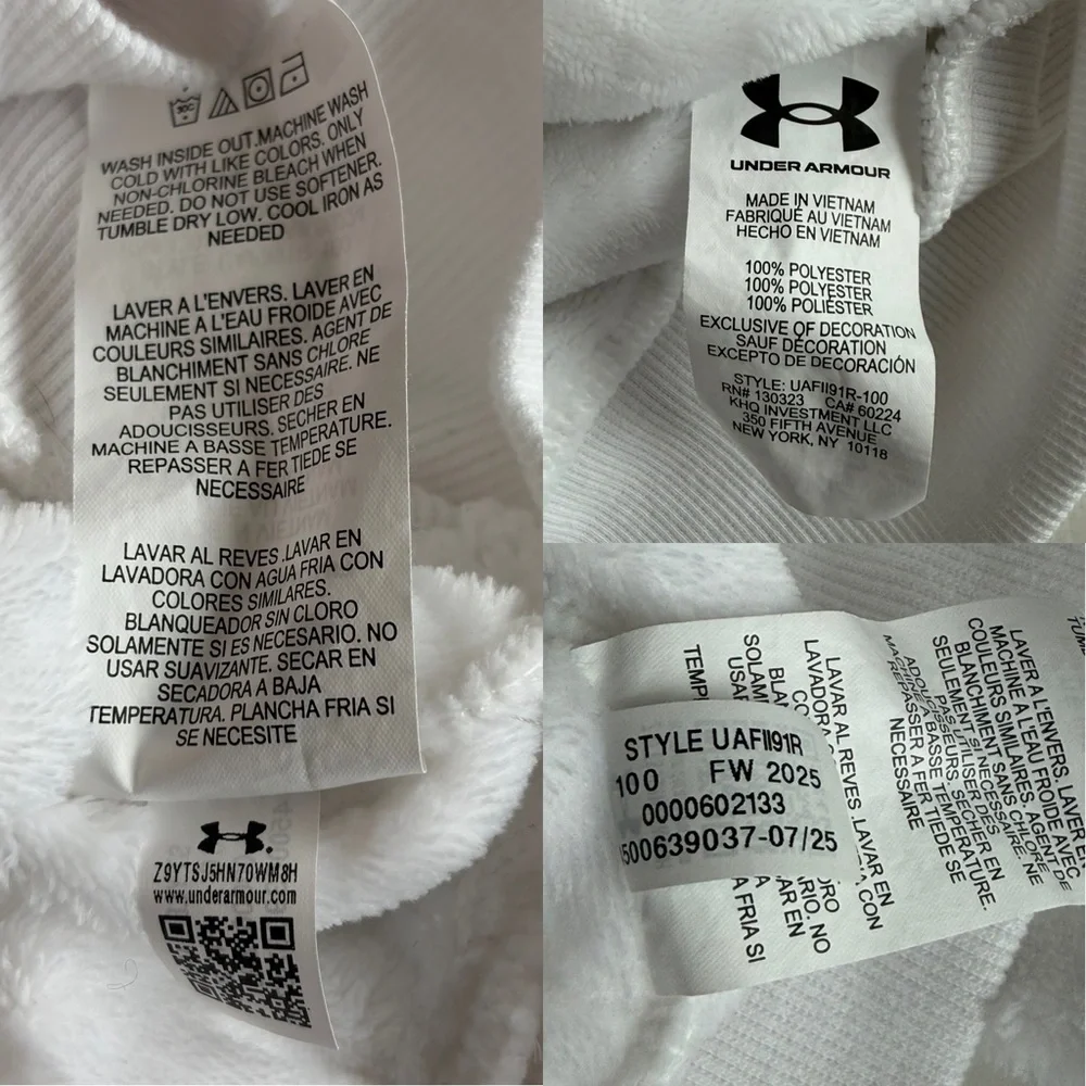 Under Armour Kids White Sherpa Full-Zip Jacket with Purple Logo Girls 6